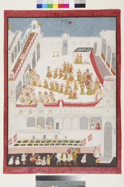 La storia di Krishna rappresentata davanti a Maharana Jagat Singh II da Jai Ram